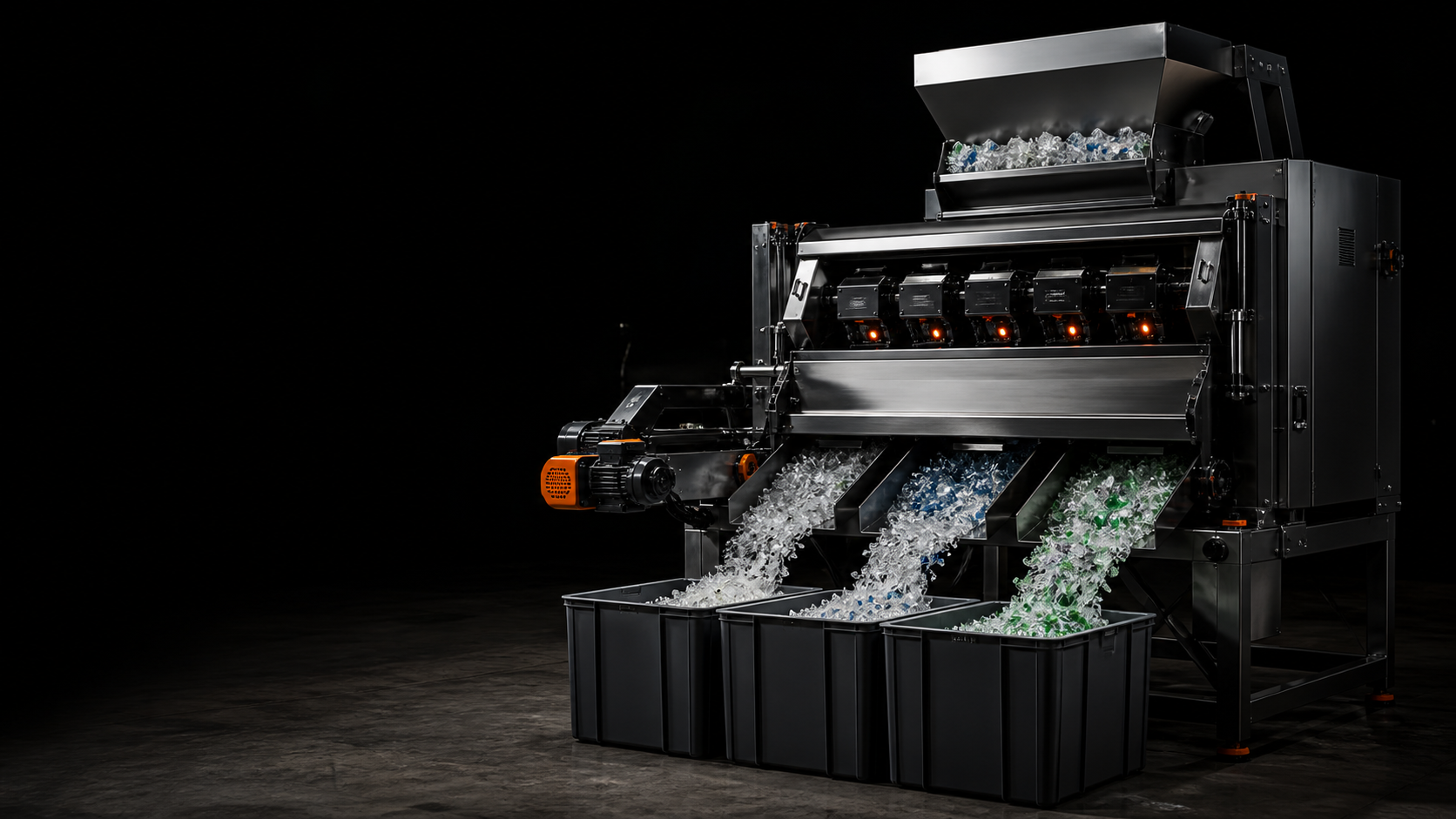 Industrial illustration of PET flake sorting